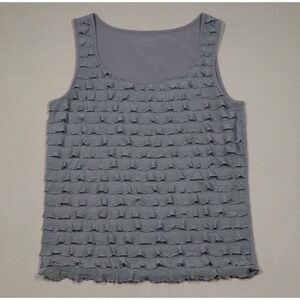 Vintage Y2K LOFT Women's Ruffle Front Tank - Grey - Size Small